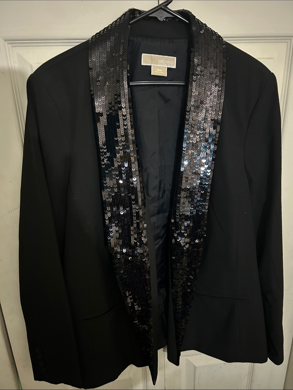 Michael Kors Black Sequin Shawl Collar Blazer